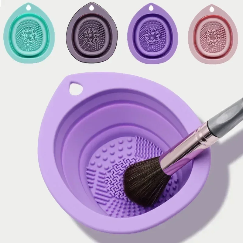 Beauty Makeup Tools Use - Silicone Makeup Brush Cleaner Folding Powder