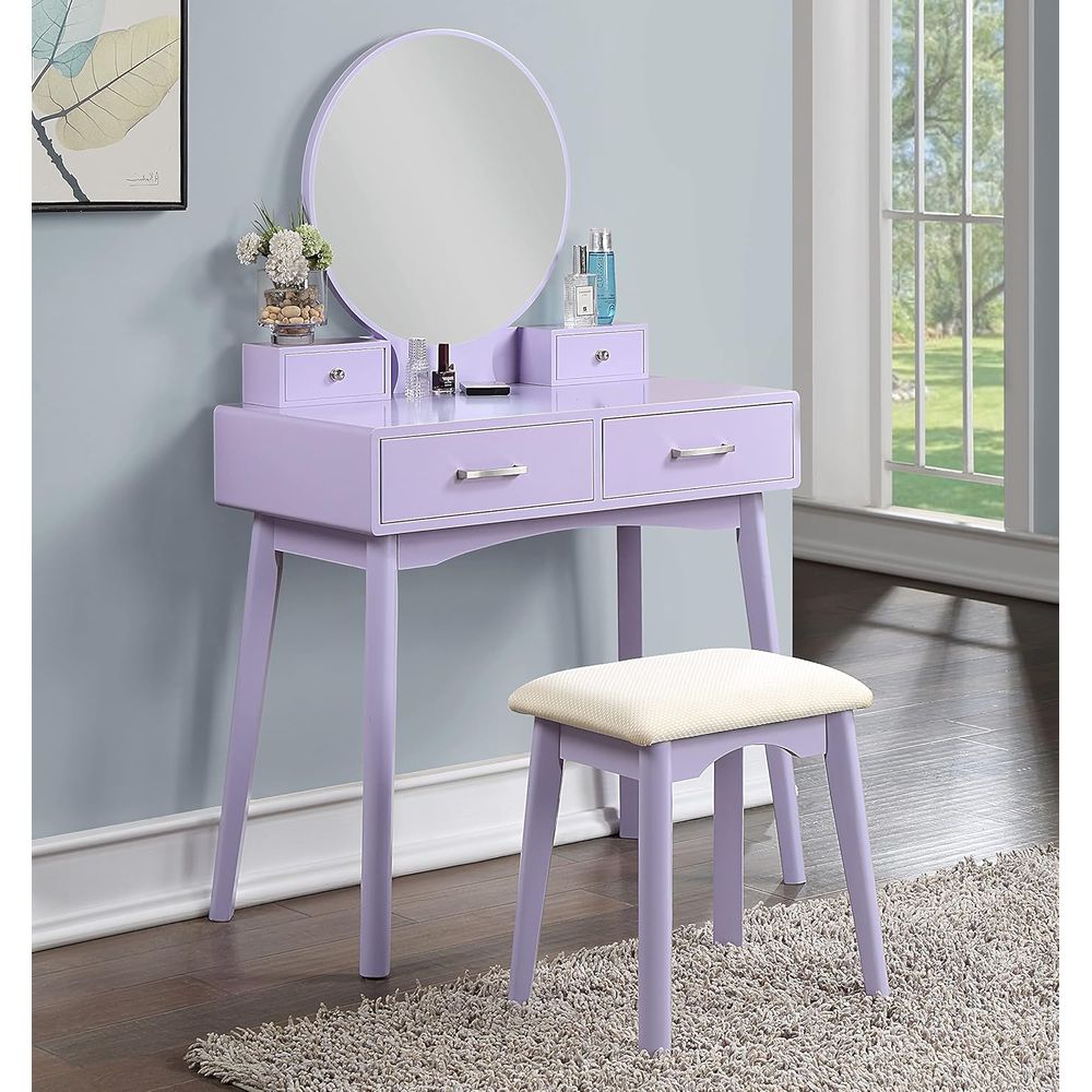 Beauty No Makeup - Large Round Mirror Vanity Set with