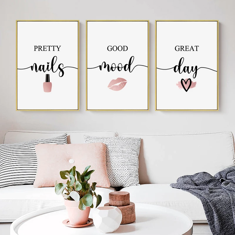 Beauty Makeup Quotes - Nordic Pink Woman Red Lip Nails