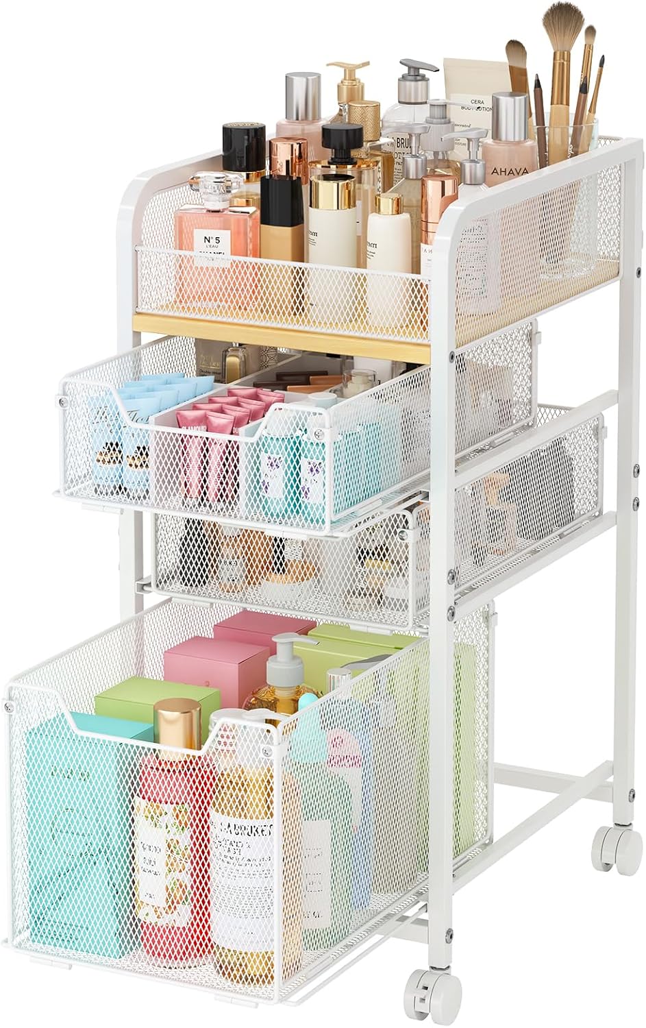 Makeup Organizer - Rolling Makeup Cart Organizer with 3