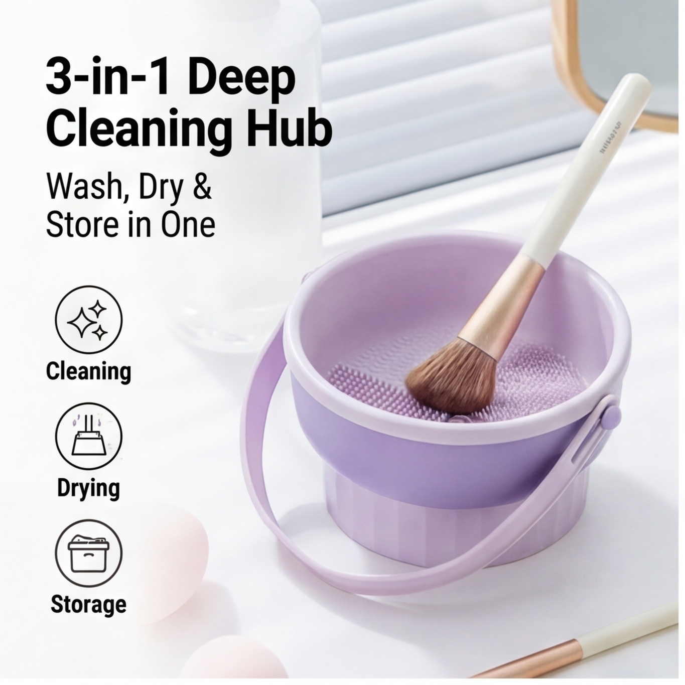 Beauty Makeup Brushes - Silicone Makeup Brush Cleaning Bowl, Beauty
