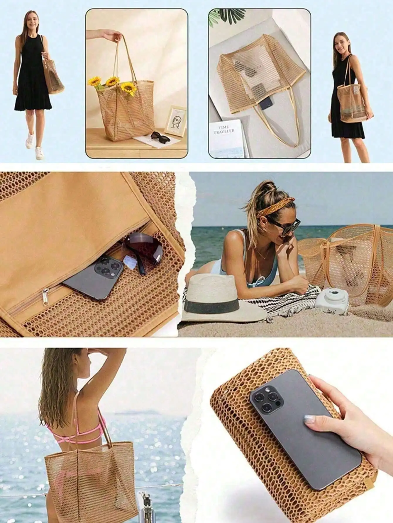 1pc Mesh Beach Tote Bag, Outdo – Makeup Organizer Bewertung und Preis